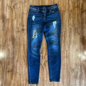 INC Women's Distressed Blue Skinny Mid Rise Jeans Size 4